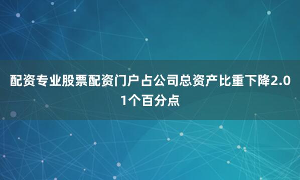 配资专业股票配资门户占公司总资产比重下降2.01个百分点